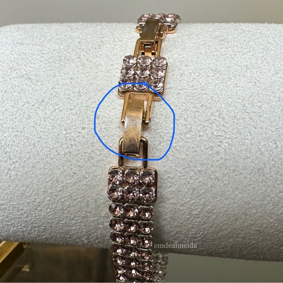 SOLD - Swarovski Crystal Rose Gold Tone Fit Pink Mesh Bracelet 5381139 - Picture 7 of 11